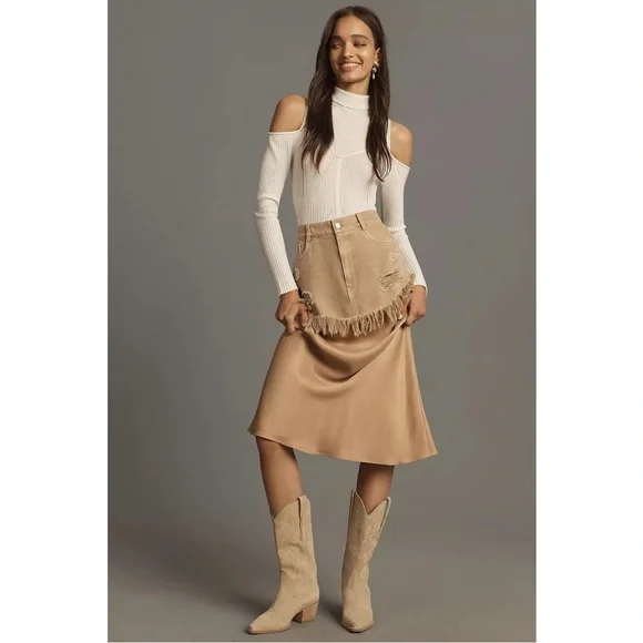 Anthropologie Pilcro Twofer Slip Midi Skirt - Picture 1 of 15